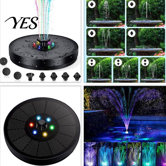 Bird Bath Fountain Pump Solar for Bath, Powered with Multiple Water Spray Nozzle Kit Nozzles, 5.12" Floating Garden Pond Pool Fish Tank Outdoor