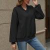 Women's V Neck Oversized Sweatshirts Fleece Long Sleeve Pullover Top