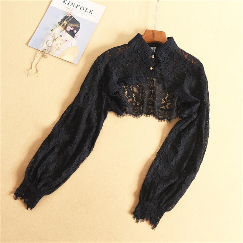 Solid Fake Collar Ruffles Classic Women Cotton Lace Diamond