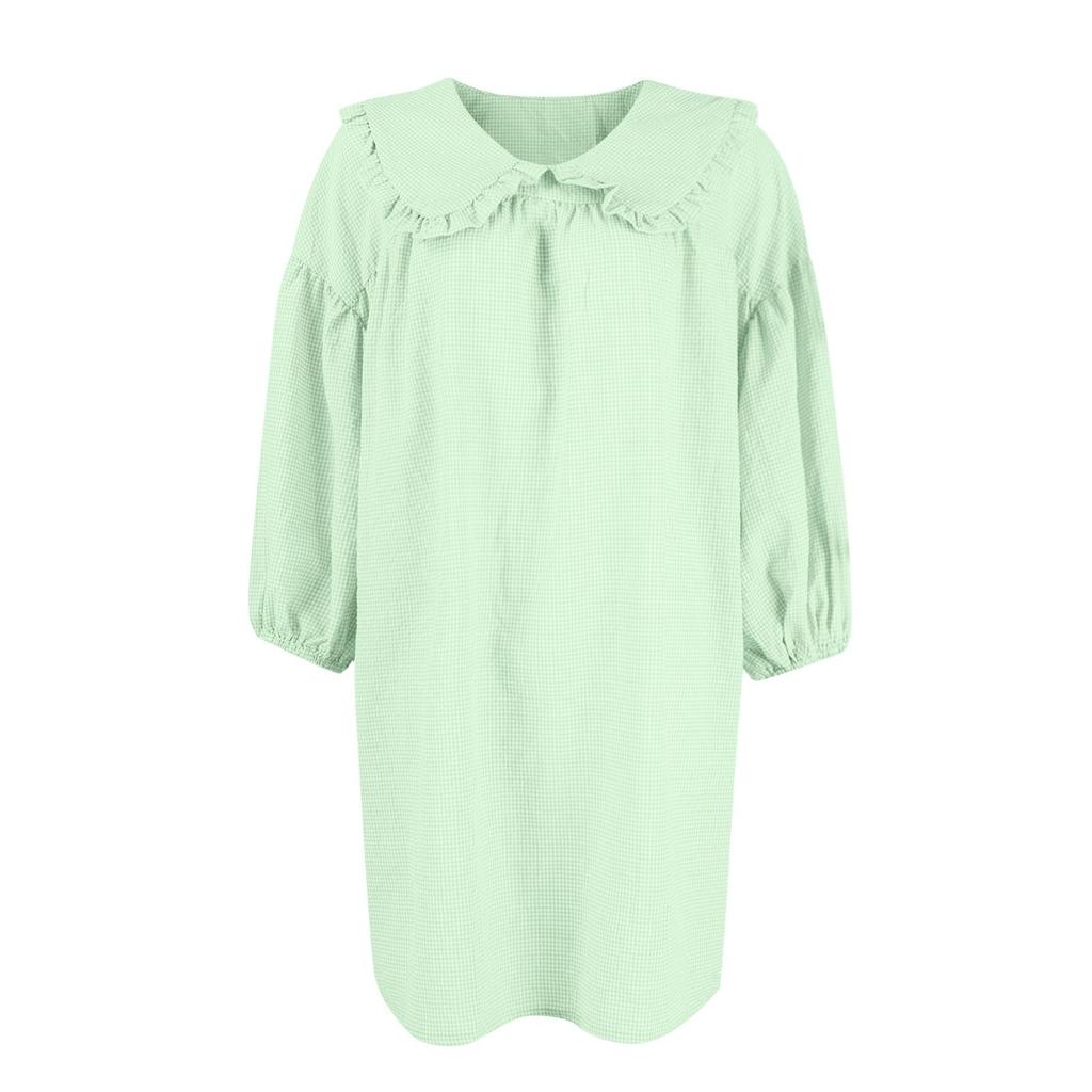 Women's Fashionable And Casual Puff Sleeve Lapel Doll Collar Loose Dress