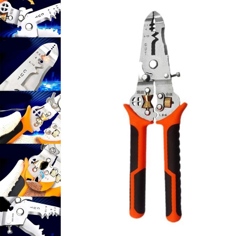 Electrical Crimping Plier Cable Cutter Stripper Crimper With Wire Stripping, Cutting, Crimping Electrician Pliers