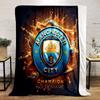 Manchester City Champion Set Designed Flannel Blanket for Bedroom, Living Room, Sofa, and Nap