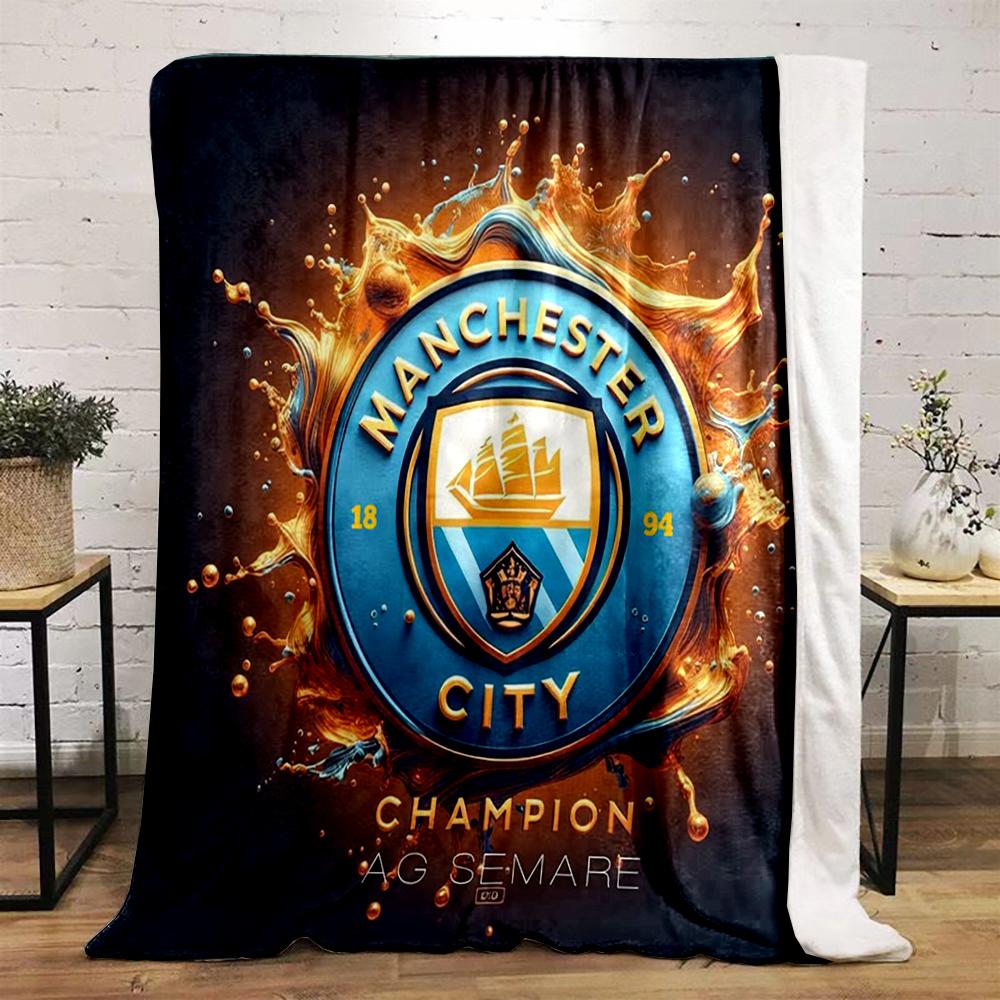Manchester City Champion Set Designed Flannel blanket for bedroom, living room, sofa, and nap