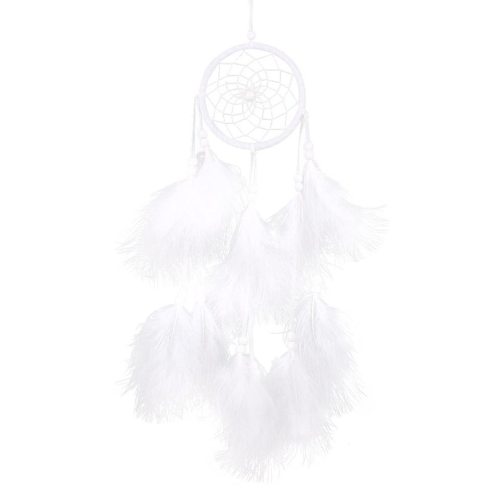 Dreamcatcher Wind Chimes Hand-woven White Dream Catcher Wall Hanging Decor Feather Hanging Decoration for Home Office Car