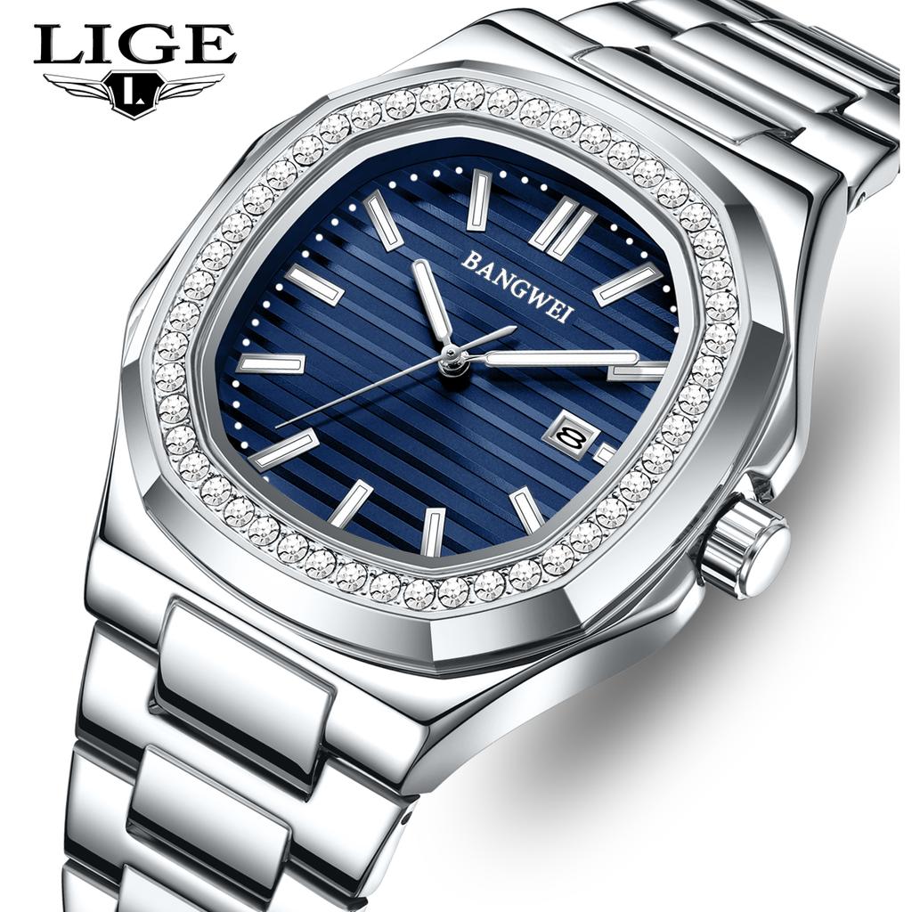 Мужские часы Бизнес Водонепроницаемые Светящиеся Дата Мужские Наручные часы Нержавеющая сталь Квадратный циферблат Кварцевые Мужские часы