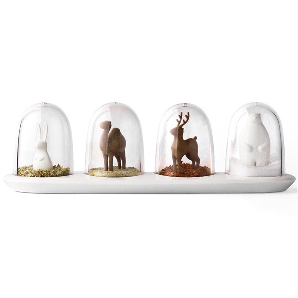 4PCS 4 In 1 Salt Pepper Shaker Set Clear Glass Spice Jar Set Innovative Kitchen Shaker Home Use