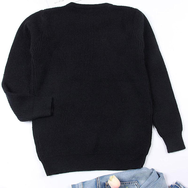 Женский осенне-зимний свободный вязаный джемпер Love с круглым вырезом и длинными рукавами