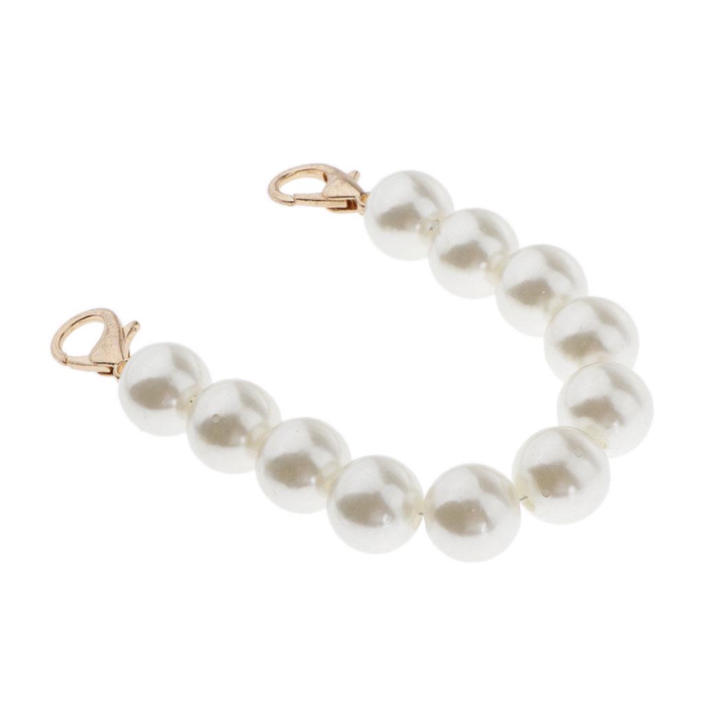 Round Pearl Beading Short Handles Replacement for Beach Bag Handbags Strap