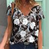 Футболки с 3D-принтом «растение-цветок», женская футболка с V-образным вырезом, короткий рукав, топ Y2k, уличная одежда Harajuku, футболка большого размера, женская одежда