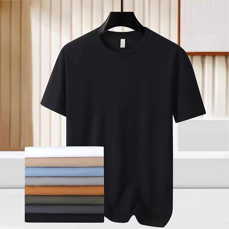 Свободная мужская хлопковая футболка из однотонной дышащей ткани для занятий спортом на открытом воздухе