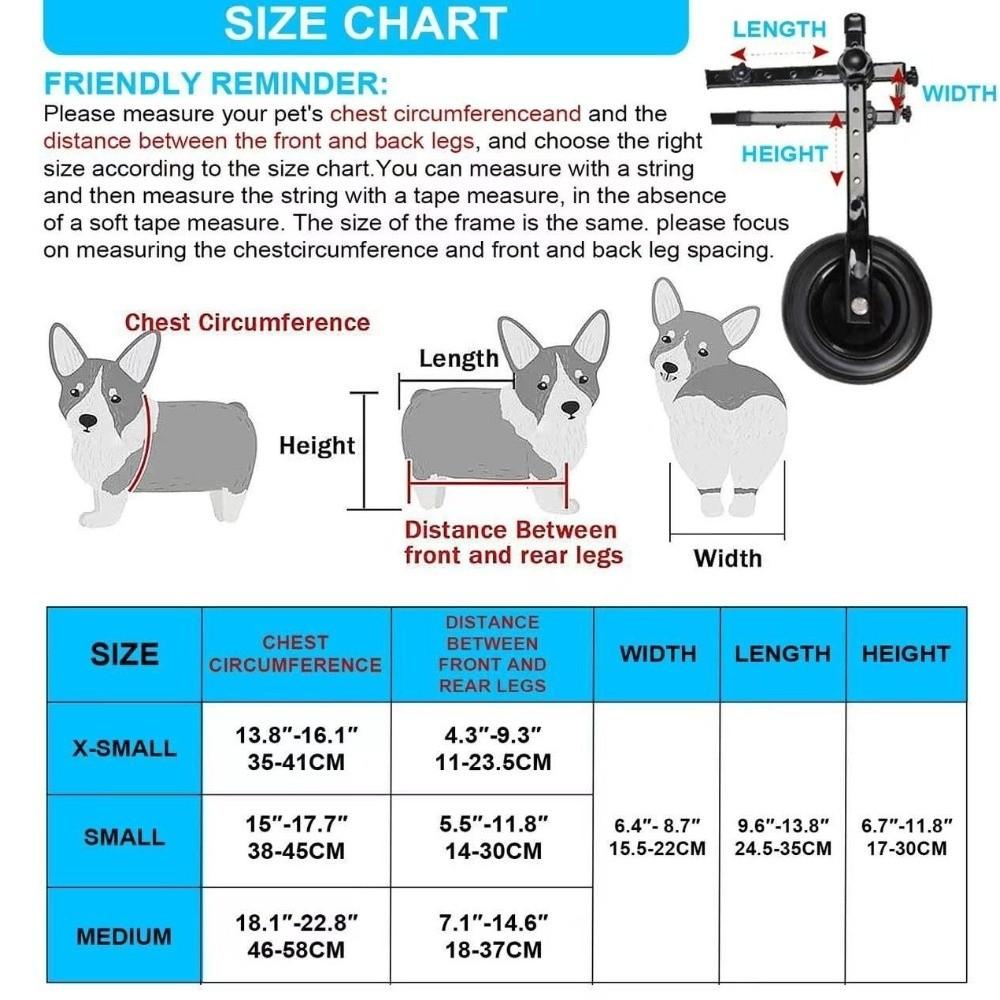 Adjustable Pet Wheelchair Cart Comfortable Rehabilitation Walking Assistant  Outdoor Use