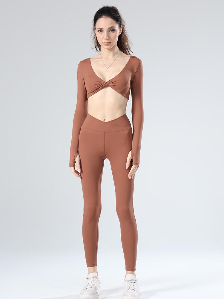 Женская стильная весенняя одежда для йоги — с коротким и длинным рукавом, с накладкой на грудь, удобная и сексуальная одежда для фитнеса