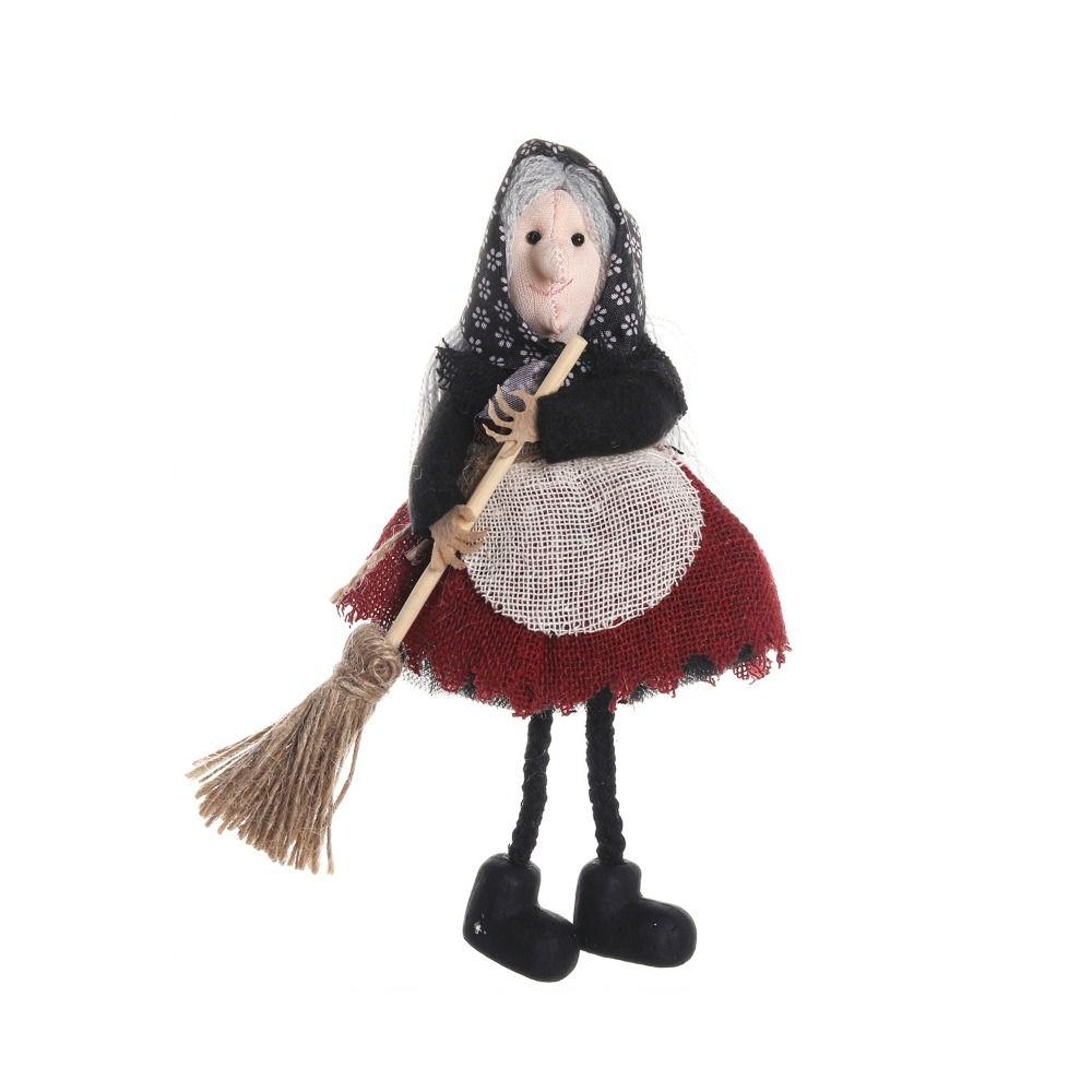 Scary Halloween Apron Witch Doll Cute Funny Broom Witch Decoration Handicraft Halloween Witch Pendant Haunted House