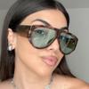 Панк Солнцезащитные очки-авиаторы оверсайз для женщин и мужчин, популярный дизайнерский бренд класса люкс, солнцезащитные очки с большой оправой, ветрозащитные, трендовые