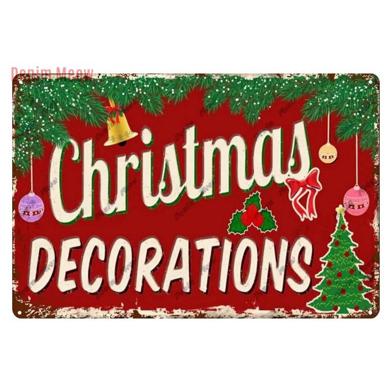 Retro Merry Christmas Metal Wall Decor Vintage Christmas Bakery Metal Sign for Gift Bar Club Cafe Room Decoration WY