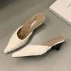 Fur Slippers Women Pointed Toe Mules Shoes Woman 2024 Trend Elegant Winter New Short Plush Fashion Pumps Slingback Zapatos Mujer