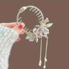 Pink Peach Blossom Bun Hairpin Imitation Pearl Round Bun Ponytail Holder  Women Girls