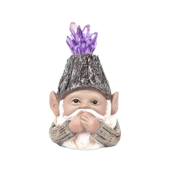 Hear-No See-No Speak-No Gnome Figurine Resin Faux Crystal Garden Dwarf Frog Owl Statue for Home Tabletop Yard Lawn Patio Decor