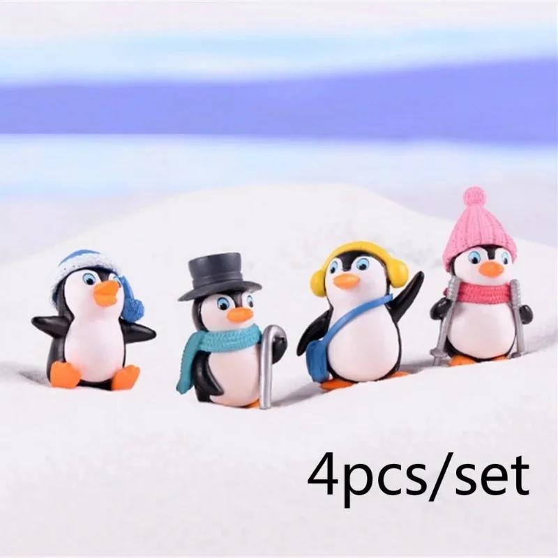 4 шт./набор DIY Crafts Mini Winter Penguin Mini Figure Christmas Figures For Fairy Garden Gnomes Moss Terrariums Decoration