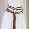 Adjustable Faux Leather Belt Long Rope Crossing Waist Strap Design Secure Metal Clasp Girdle For Stylish Styling