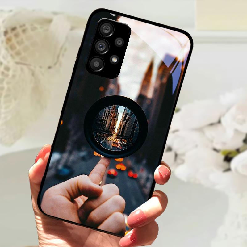 Стеклянный Чехол Для Samsung A13 A23 4G 5G Мультяшный Закаленный Стеклянный Чехол Для Телефона Для Galaxy A33 A53 A73 5G Жесткий ПК Стеклянный Защитный Чехол