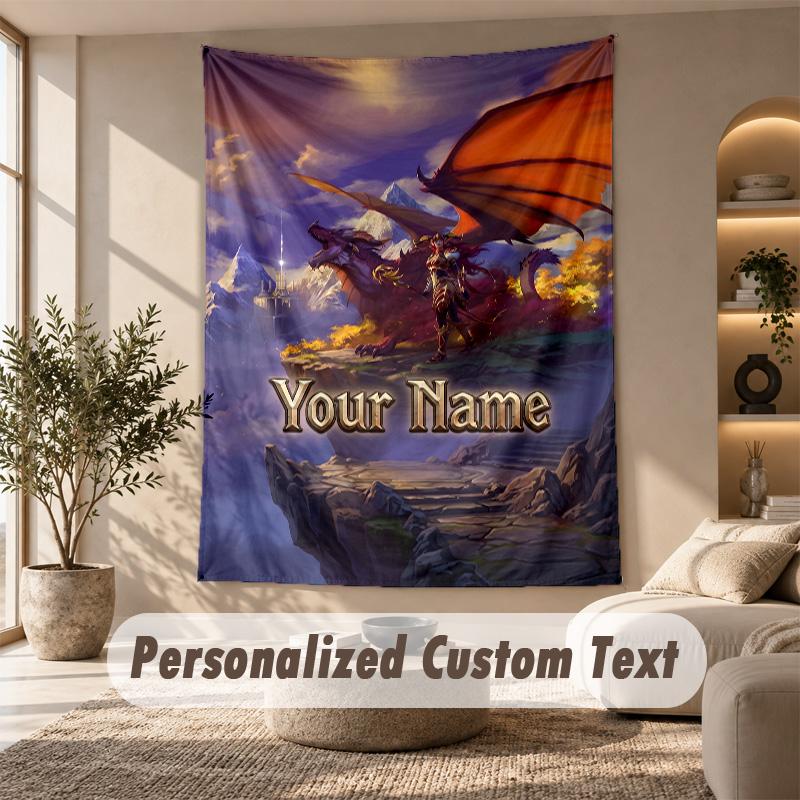 Tapestry Custom Name Text, Wall Hanging Tapestry Home Room DecorWorld of Warcraft