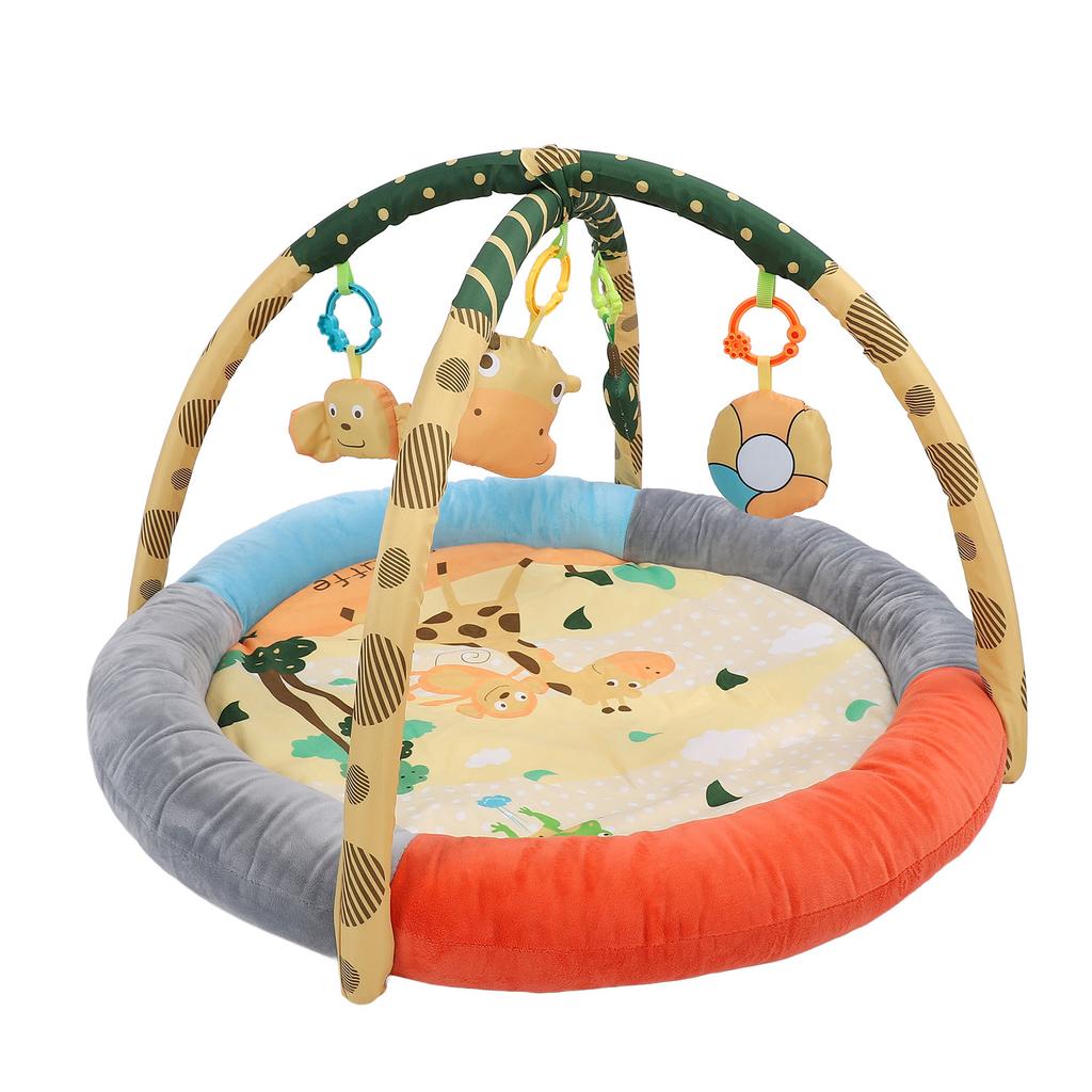 Плюшевый детский гимнастический коврик с мягким хлопковым наполнителем, дышащий, круглой формы, с приподнятым краем, коврик для занятий на животе