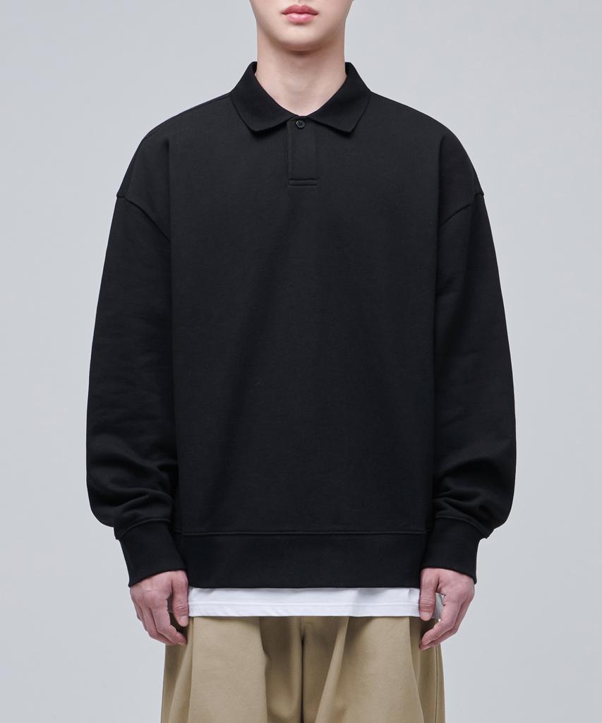 MUSINSA STANDARD Oversized Collared Sweatshirt [Black]