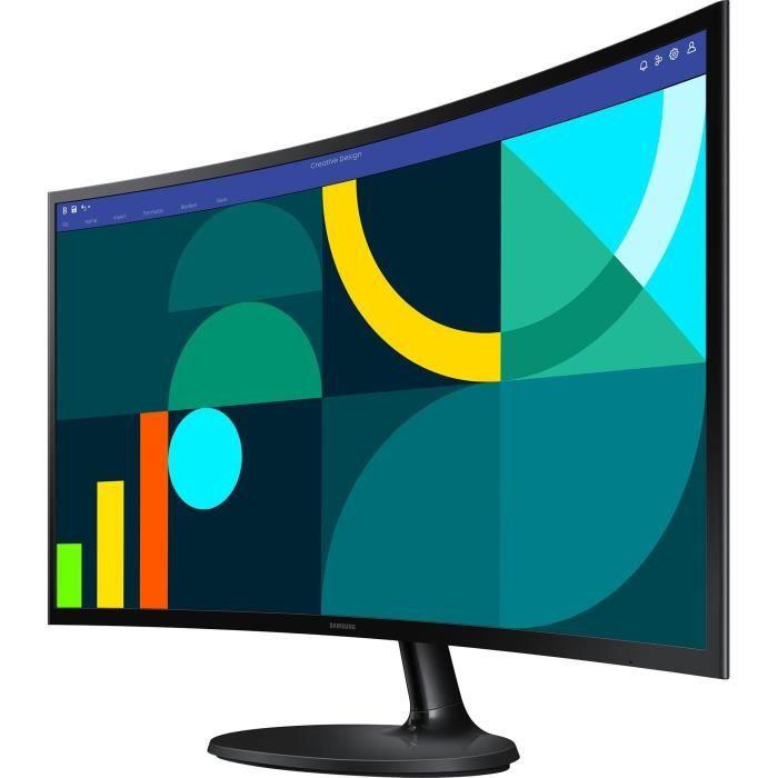 Ecran pc - samsung - s24d360g - 24'' - 1800r - fhd 1920x1080 - 100hz - va - 4ms(gtg) - 250cd/m² - 3000 : 1 - hdmi - cable(s) hdmi
