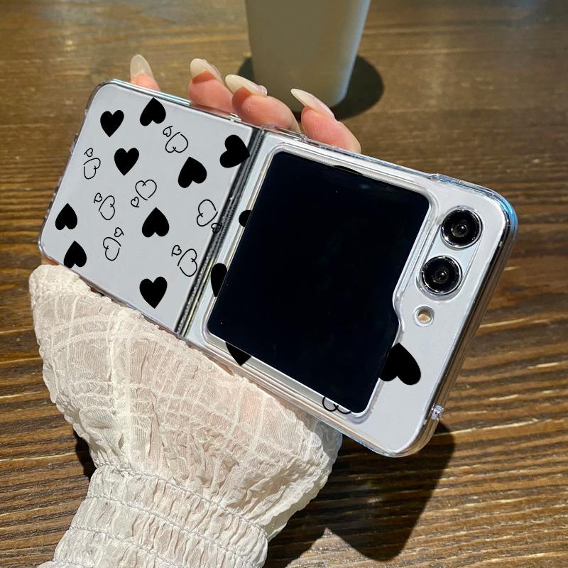 Little Love Heart Transparent Case For Samsung Galaxy Z Flip6 Flip5 Flip4 Folding Hard Phone Cover For Samsung Z Flip 6 5 4 3 5G