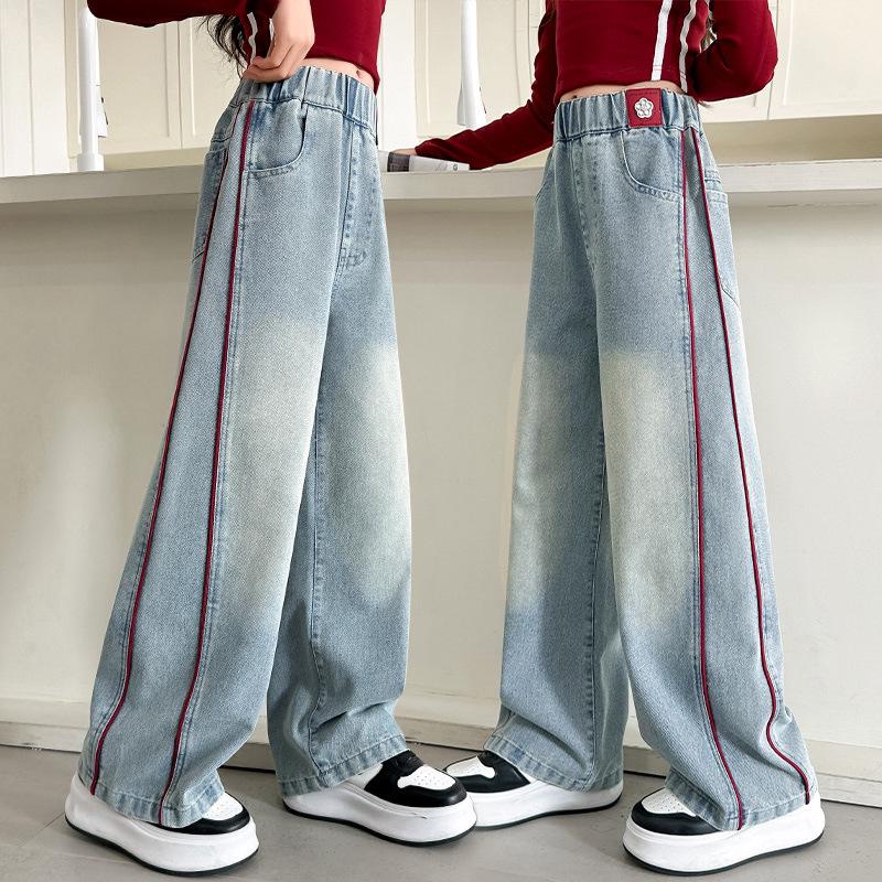 Девичьи джинсы широкого кроя на флисовой подкладке для осени и зимы