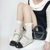 Socks Woman Summer Hollow Lace Bowknot Lolita Solid Color Socks Middle Tube Thin Casual White Sweet Girls Stockings