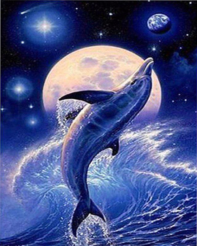 Алмазная картина, полная круглая квадратная дельфины, 5D DIY, Алмазная вышивка, вышивка крестиком, морской пейзаж, стразы, мозаика, настенное искусство