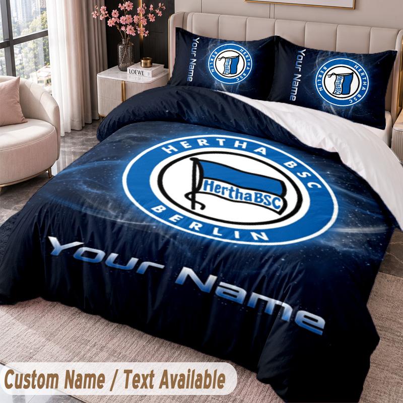 hertha bsc Printed Bedding Set Custom Name Text 1 Duvet Cover 2 Pillowcases For Bedroom
