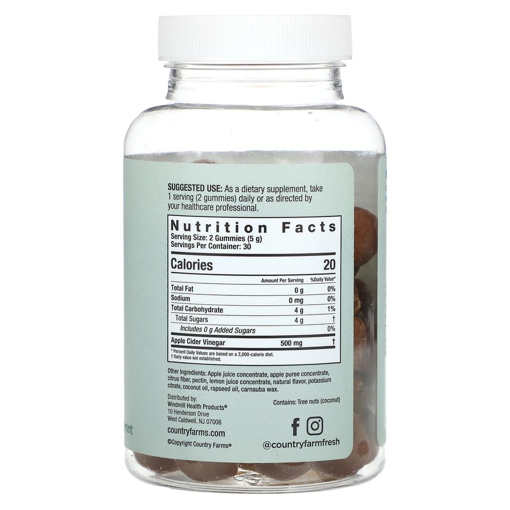 Apple Cider Vinegar Gummies, Real Apples, 60 Gummies (250Mg Per Gummie)
