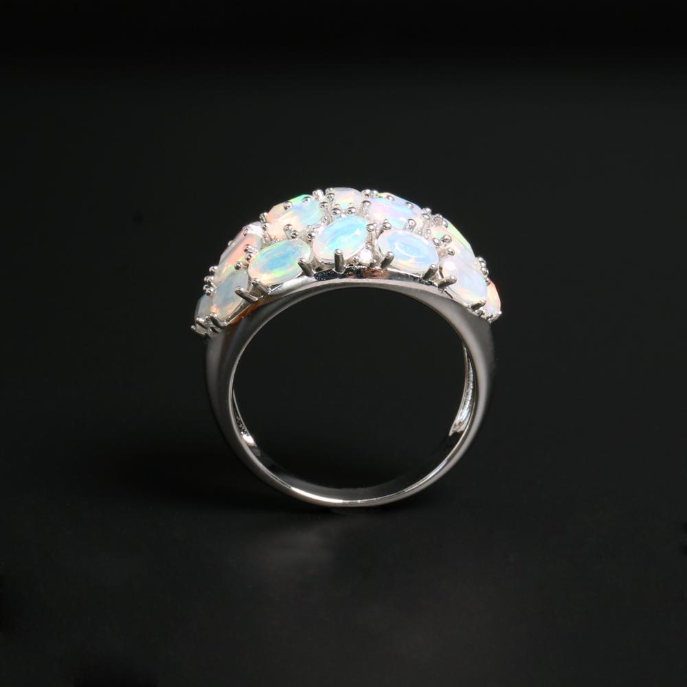 Роскошное кольцо с опалом 3,8 карата, чистое серебро 925 пробы, натуральные Эфиопии, разноцветные драгоценные камни, изысканные украшения для женщин, жены, мамы, хороший подарок