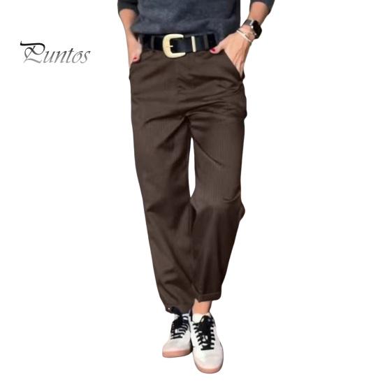 Женские повседневные брюки с высокой талией, однотонные свободные брюки с карманами, универсальный стиль, костюмные брюки