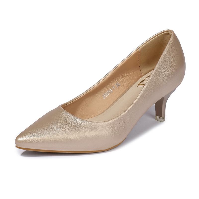 Женские элегантные черные туфли на среднем каблуке, остроносые шпильки, верх из искусственной кожи, резиновая подошва, легкие - размер 35-43