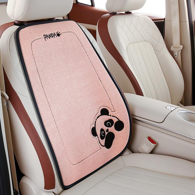 New Linen Cartoon Panda Car  Seat Cushion Non-slip Breathable Universal Car Seat Cover for Most Cars All Seasons Universal