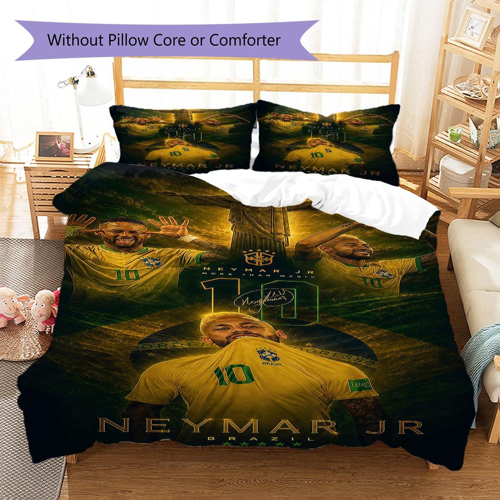 Neymar Jr Pattern Bedding,Quilt Set Quilt Cover Pillowcase Home Birthday Gift(1 * duvet cover + 2 * pillowcase, without core)