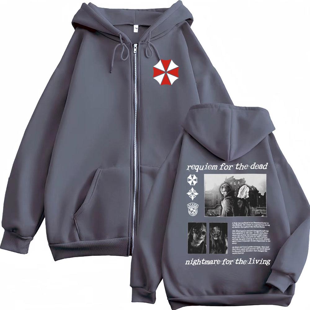 Resident Evil 9 Requiem Zip Up Hoodie Fashion Violence Aesthetic Jacket Sweatshirt Coats Men Women Harajuku Casual Zipper Hooded