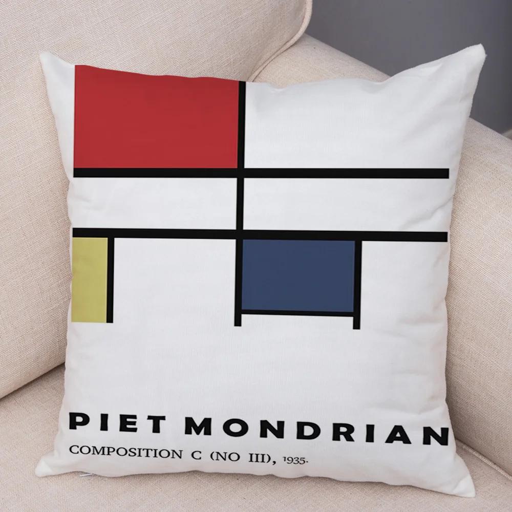 Piet Mondrian Geometric Line Color Block Pillowcase Soft Plush Throw Cushion Cover Decor Nordic Style Pillow Case for Sofa Home