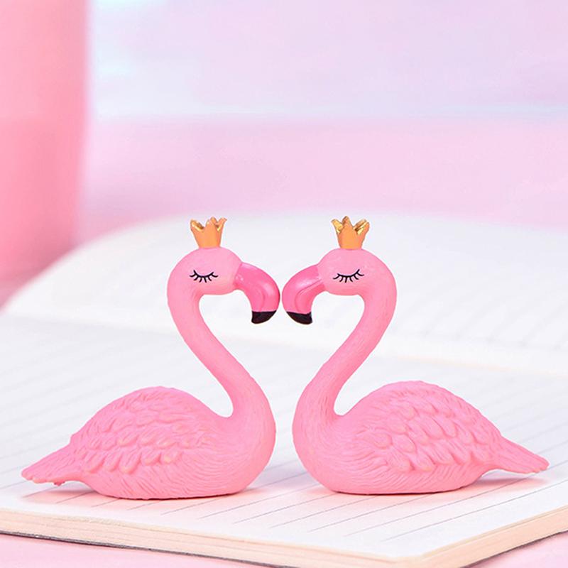 Фигурка фламинго из розовой смолы, корона короля и королевы, украшение для дома, свадебный подарок