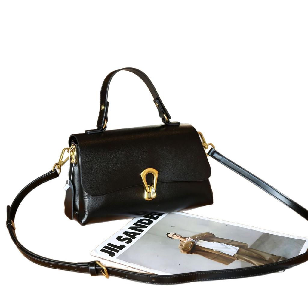 Cowhide Women's Bags, Single Shoulder Women's Bags, Fashionable Multi-compartment Large-capacity Practical Square Bags for Shopping