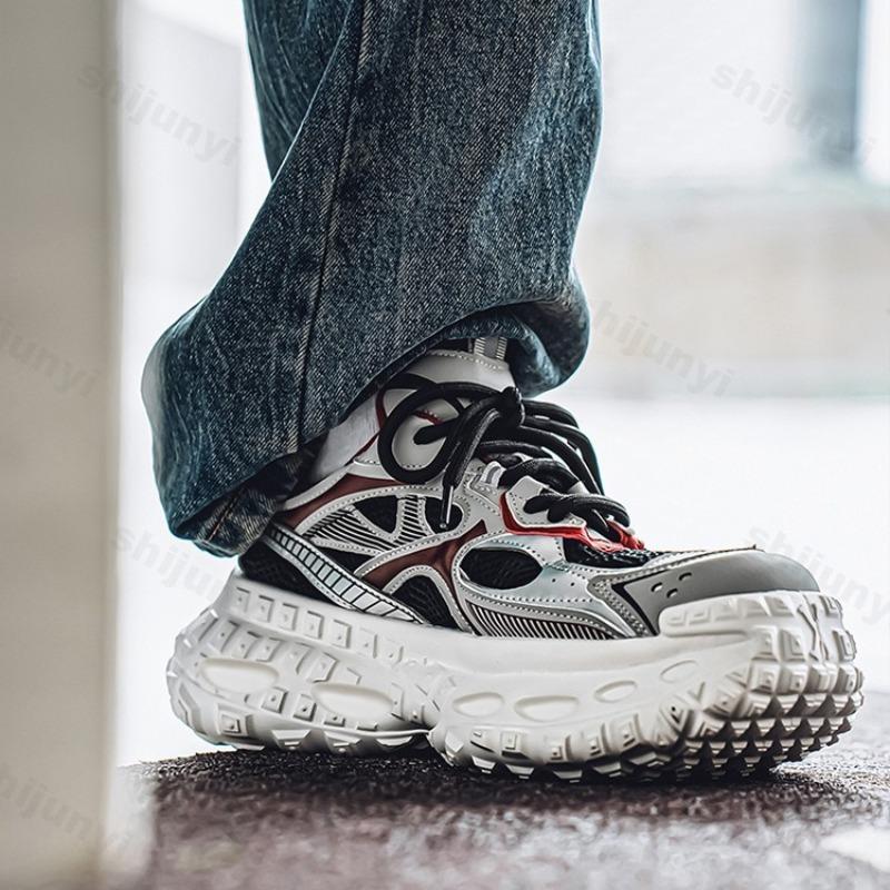 Модная мужская спортивная повседневная обувь 2025 новый стиль летняя сетчатая дышащая нескользящая обувь удобные универсальные кроссовки на толстой подошве