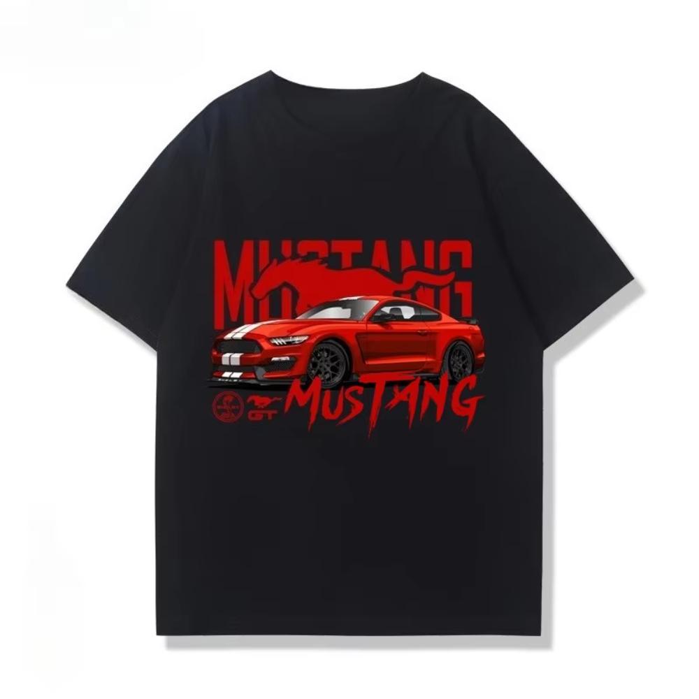 2025 Summer Ford Mustang Shelby Mustang Modification Culture American Muscle Car Loose Summer Short-sleeved T-shirt Men's Wear