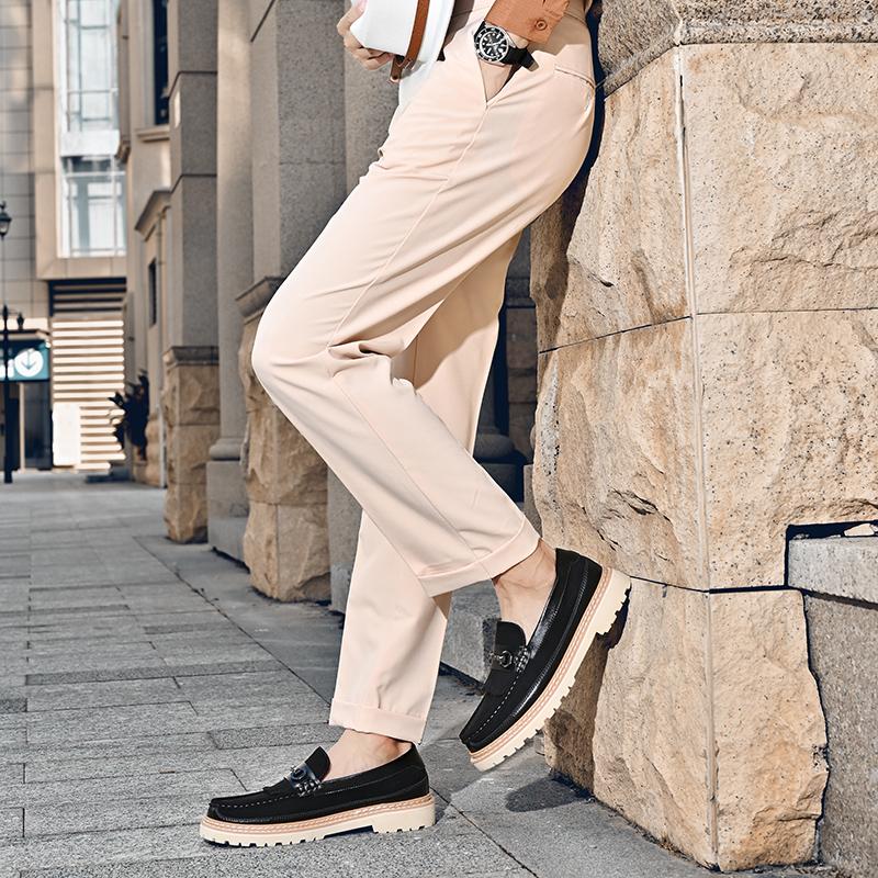 Мужские деловые кожаные туфли, повседневные туфли без застежек, лоферы