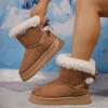 Women's Winter Chunky Platform Snow Boots Anti-Slip Comfortable Short Booties Shoes With Faux Fur Lining for Women Casual Faux Suede Warm Ankle Boots