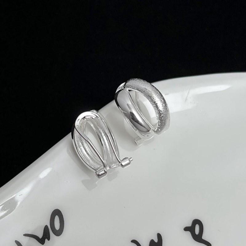 ANENJERY Серебристые двухслойные матовые серьги-кольца для женщин, дугообразные минималистичные простые ювелирные аксессуары для девочек