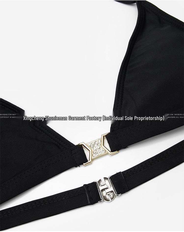 European & American Sexy Strappy Split Swimsuit: Low Waist Tummy Control Push-Up Bikini for Small Chests, Perfect for Beach Vacations.